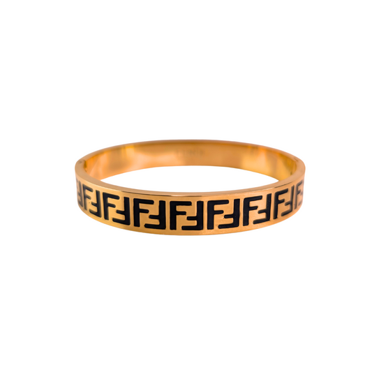 Meliora Gouden Met Zwarte Letters Polsband - Gouden Afwerking