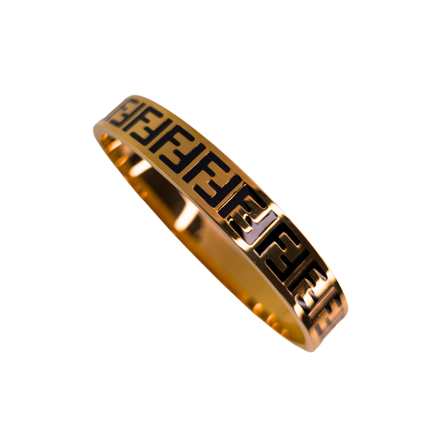Meliora Gouden Met Zwarte Letters Polsband - Gouden Afwerking