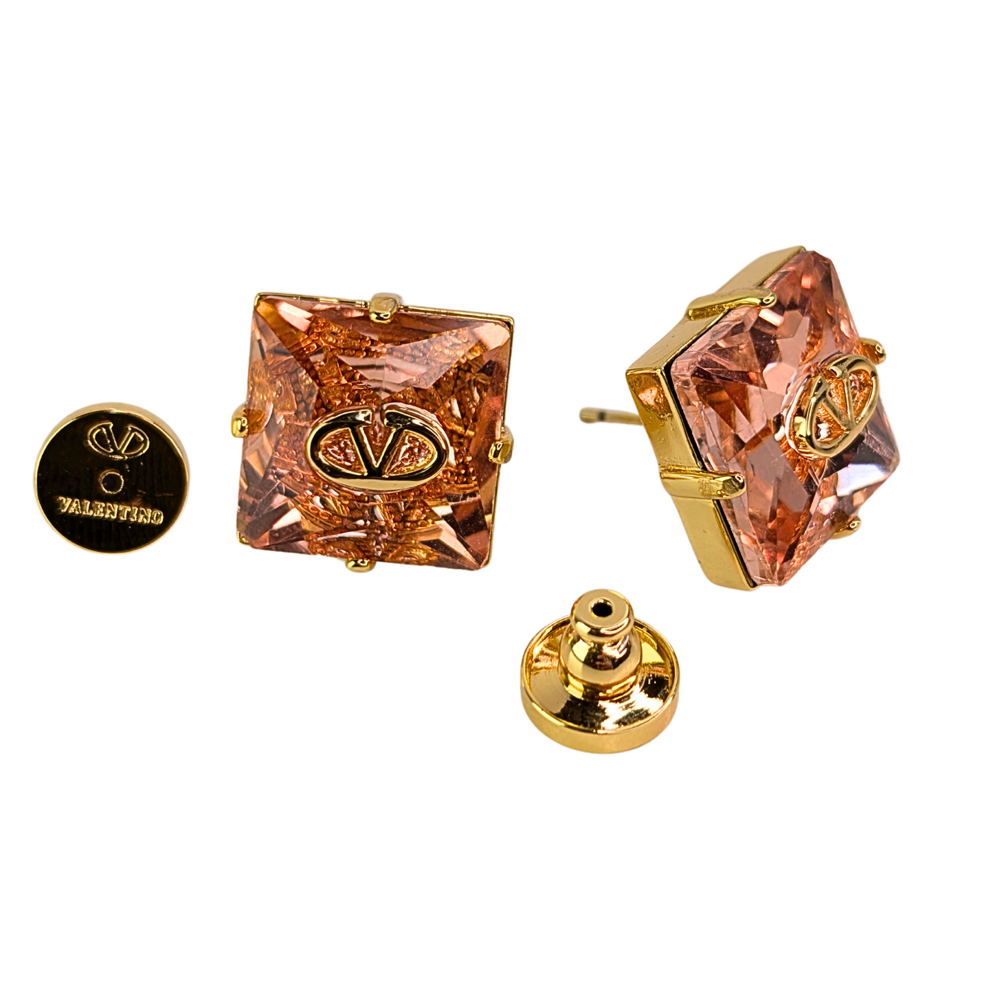 Azarine Rosé Kristallen Oorbellen - Gouden Afwerking